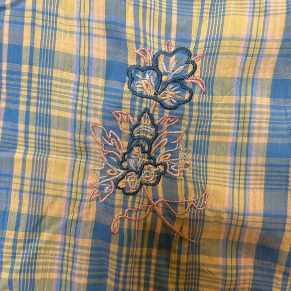 Melrose Women's Blue And Yellow Plaid Button Up Size M Vintage Y2K - Picture 9 of 16